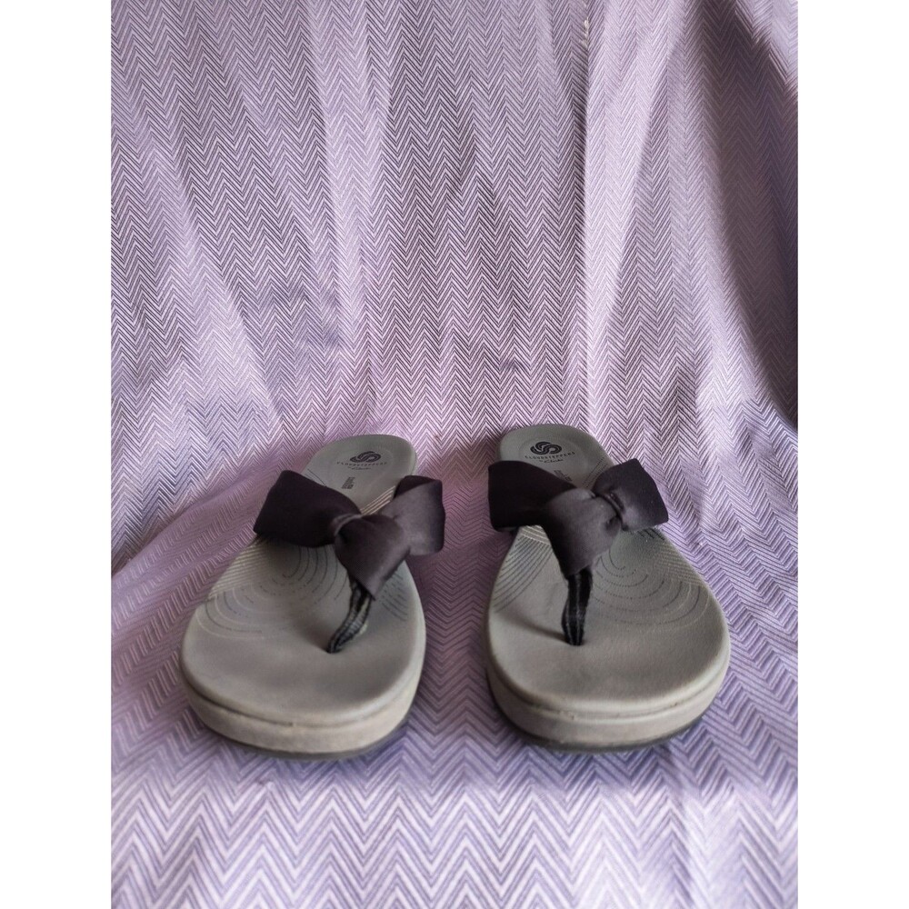 Clarks Women's 10 Arla Glison Cloudsteppers Gray & Black Soft Cushion Sandal